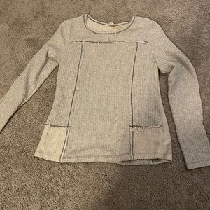 Patchwork Grey Long Sleeve Top
